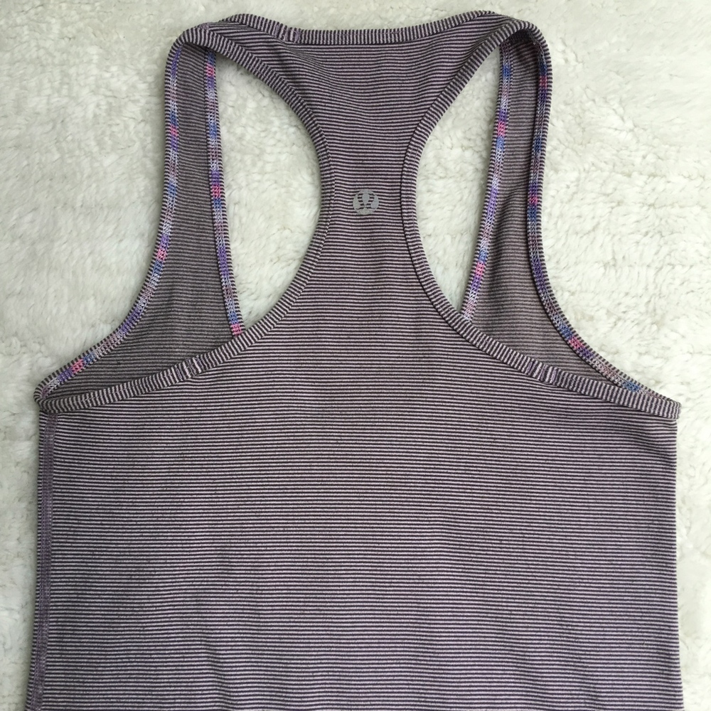 Lululemon Cool Racerback Striped Purple Tank Top 2 - Picture 4 of 5